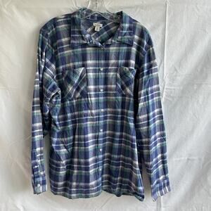 L.L. Bean windowpane plaid shirt 100% cotton, size XL, long sleeve patch pockets